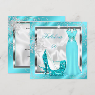 Fabelhafte 50er-Party Teal Blau Silbernes Kleid Ab Einladung