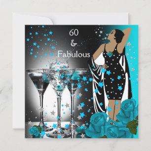 Fabelhafte 60 60. Geburtstag Teal Rosen Martini Einladung
