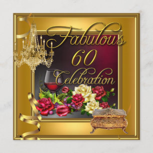Fabelhafte 60-Feier 60. Goldene rote Rosen Wein Einladung