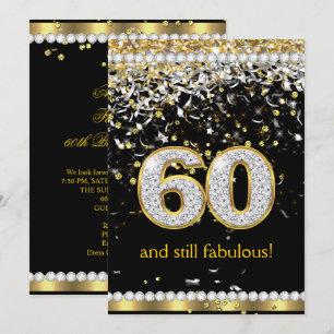 Fabelhafte 60 Gold Silber Girlanden 60. Party Einladung