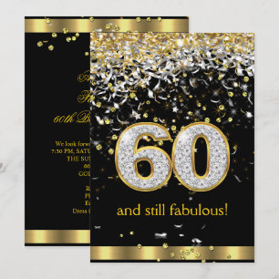 Fabelhafte 60 Gold Silber Streamer 60. Geburtstag  Einladung