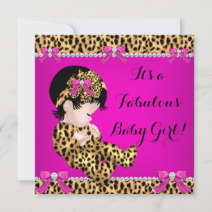 Fabelhafte Babyparty-Baby Süße Mädchen Leopard Ros Einladung