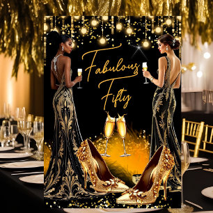 Fabelhafte Geburtstags-Gold-High-Heels Champagner- Einladung