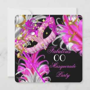 Fabelhafte Geburtstags- Hot Pink Gold-Maskenparty Einladung