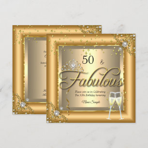 Fabelhafte Geburtstagsparty Gold Champagner Einladung
