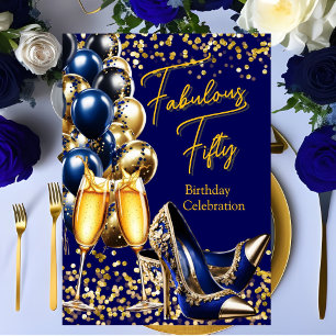 Fabelhafte Glitter Royal Blau Gold Absätze Champag Einladung