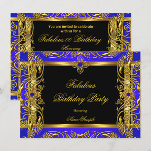 Fabelhafte königliche Blau-Schwarz-Gold-Geburtstag Einladung