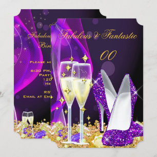 Fabelhafte lila High Heels Champagner-Party 2 Einladung