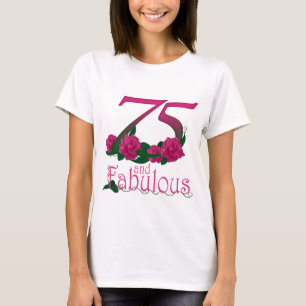 fabelhafte rosa Blumenalterszahl des 75. T-Shirt