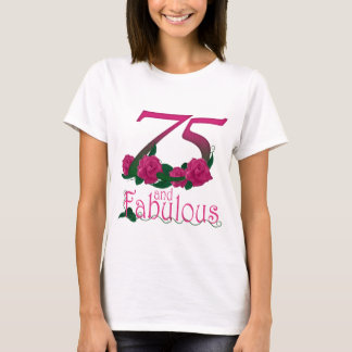 fabelhafte rosa Blumenalterszahl des 75. T-Shirt