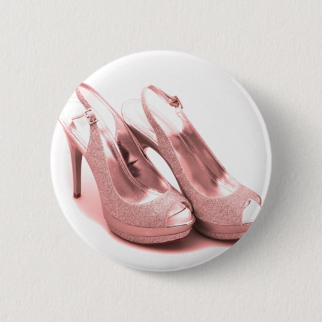 Fabelhafte rosa Glitzer-Stiletts Button (Vorderseite)