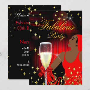 Fabelhafte rote Glitter-Diva-Geburtstagsfeier Einladung
