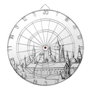 fabelhafte Stadt . Kunstwerk . Schwarz-Weiß Dartscheibe