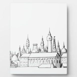 fabelhafte Stadt . Kunstwerke in Schwarz-Weiß. Fotoplatte