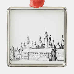 fabelhafte Stadt . Kunstwerke in Schwarz-Weiß. Ornament Aus Metall