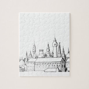 fabelhafte Stadt . Kunstwerke in Schwarz-Weiß. Puzzle