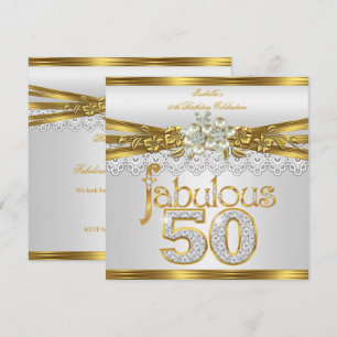 Fabelhafter 50. Geburtstag Weiße Perle Goldene Spi Einladung