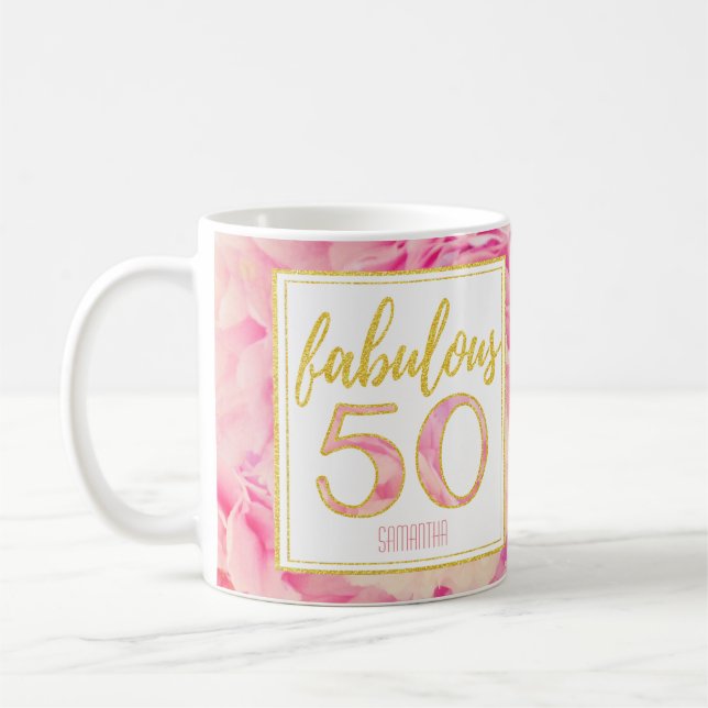Fabelhafter empfindlicher rosa Glitzer des Gold50 Kaffeetasse (Links)