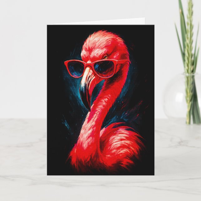 Fabelhafter Flamingo mit Sonnenbrille Karte (Vorderseite)