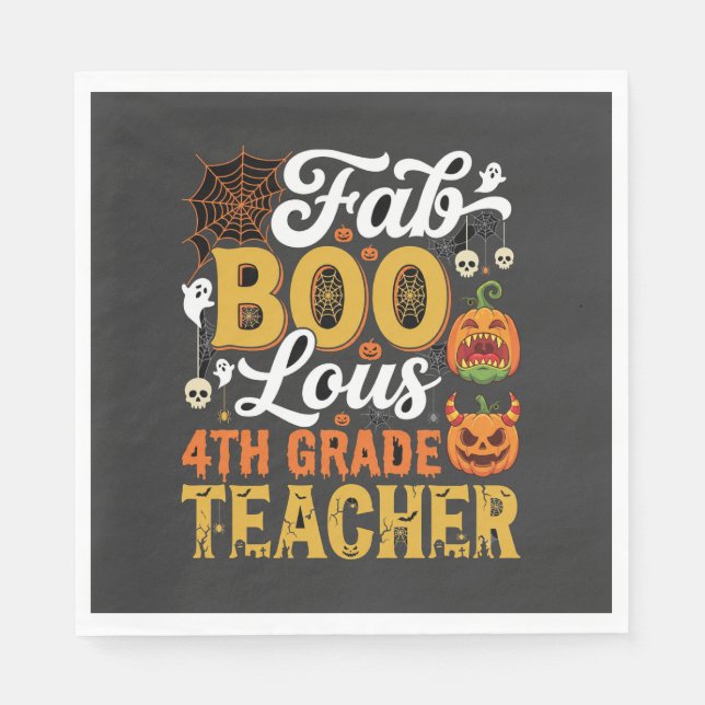 Fabelhafter Halloween-Lehrer der 4. Klasse Serviette (Vorderseite)