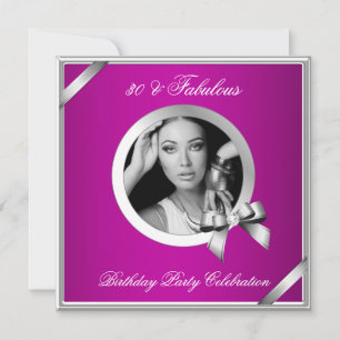 Fabelhafter Rosa Diamant Silber Foto 30 Party Einladung