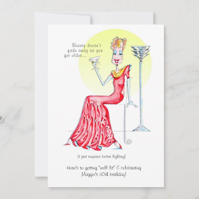 Fabelhafter weiblicher Geburtstag laden ein! Einladung (Vorderseite)