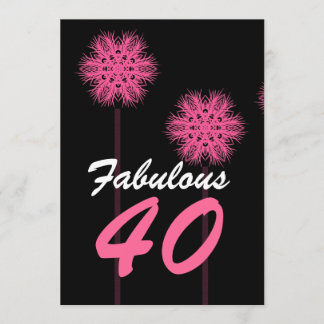 Fabelhaftes 40. Geburtstags-Party Rosa Blume W1487 Einladung