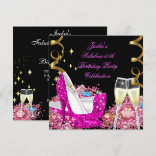 Fabelhaftes 50. Geburtstag in Hot Pink mit Glitter Einladung