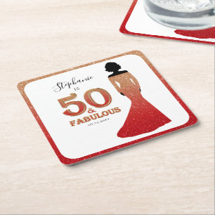 Fabelhaftes 50. Geburtstags-Ombre-Glitter-Kleid Rechteckiger Pappuntersetzer