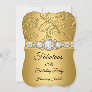 Fabelhaftes Gold-Damask-Diamant-Geburtstagsfeier 2 Einladung