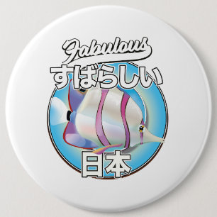 Fabelhaftes Japan Engelfisch-Logo Button