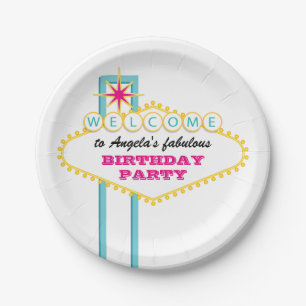Fabelhaftes Las- Vegaszeichen-Rosa-Party Pappteller