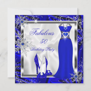 Fabelhaftes Party Königlich Blau Silber Kleid Absä Einladung