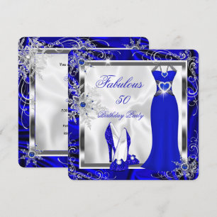 Fabelhaftes Party Königlich Blau Silbernes Kleid A Einladung