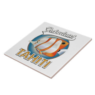fabelhaftes Tahiti Retro-Logo Fliese