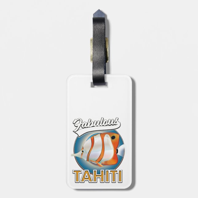 fabelhaftes Tahiti-Retro-Logo Gepäckanhänger (Rückseite vertikal)
