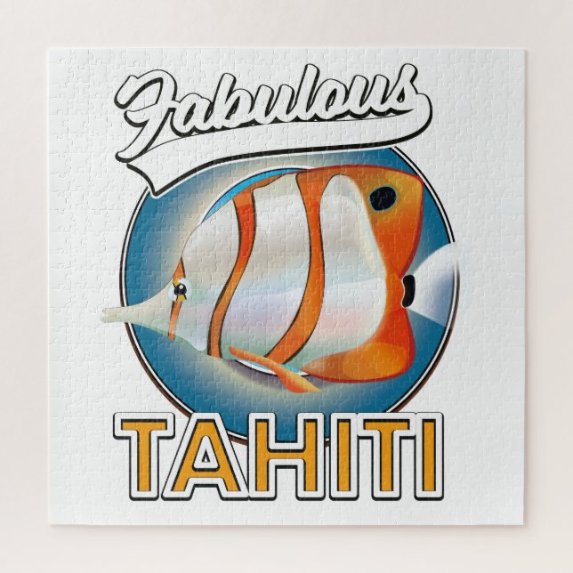 fabelhaftes Tahiti-Retro-Logo Puzzle (Vertikal)