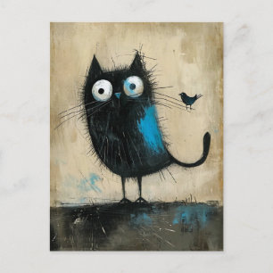Fabelwesen auf Katze und Vogel Postkarte