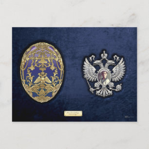 Faberge Tsarevich Egg mit Überraschung auf blauem  Postkarte