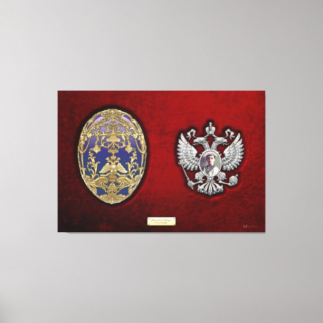 Faberge Tsarevich Egg mit Überraschung über Red Ve Leinwanddruck (Vorderseite)