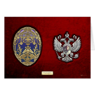 Faberge-Zarewitsch-Ei mit Überraschung auf rotem S