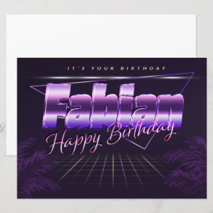 Fabian Name Vorname lila retro Karte Geburtstag