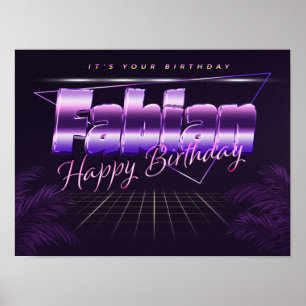 Fabian Name Vorname lila retro Poster Geburtstag