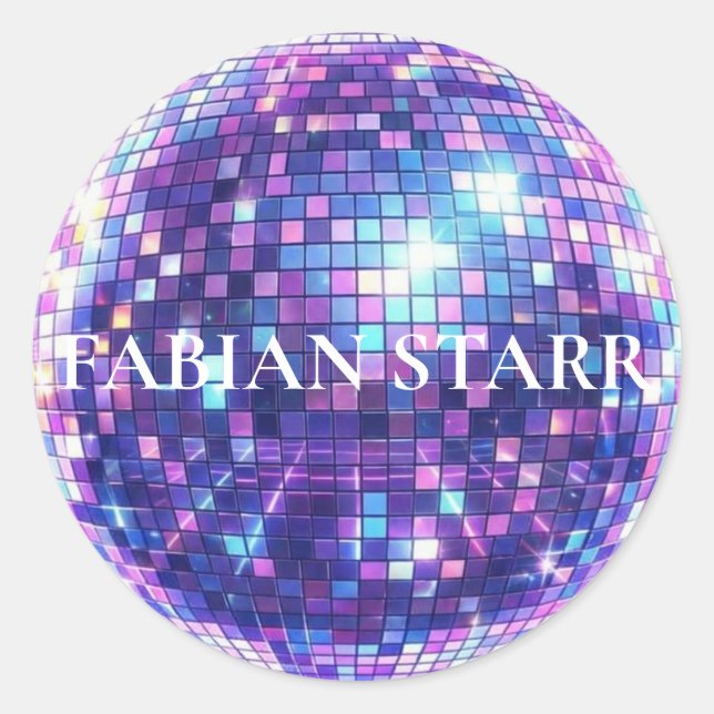 Fabian Starr Disco-Kugel-Aufkleber Runder Aufkleber (Vorderseite)