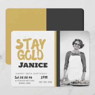 Fabolous Gold Golden 50th Personalized Einladung