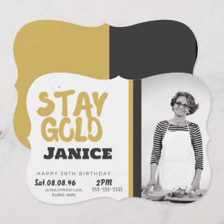Fabolous Gold Golden 50th Personalized Einladung