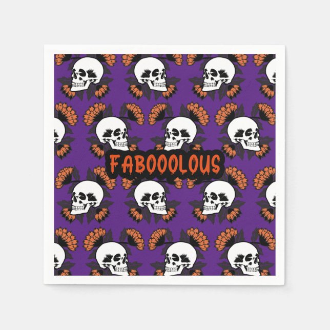 Faboolous Creepy Beängstigend Skulls Halloween Mus Serviette (Vorderseite)