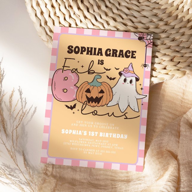 Faboolous Niedlich Ghost Groovy Halloween Geburtst Einladung (Von Creator hochgeladen)
