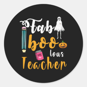 Faboolous Teacher School Spooky Ghost Teaching Hal Runder Aufkleber