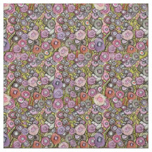FABRIC ABSTRAKT CIRCLE BLUME PINK GREEN DK LINIEN